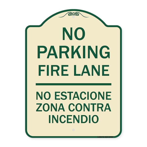 Signmission No Parking Fire Lane No Estacione Zona Contra Incendio Heavy-Gauge Alum, 24" x 18", TG-1824-23727 A-DES-TG-1824-23727 - main